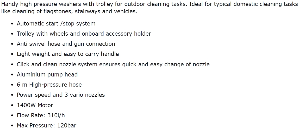 מכונת שטיפה בלחץ נילפיסק NILFISK C120.7-6 1400W